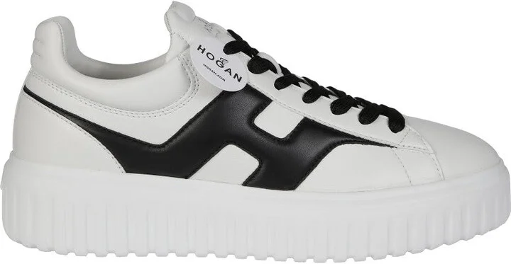 White Sneakers With Contrasting Black Accents