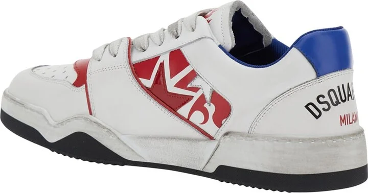 White Sneakers With Distressed Effect And Logo On The Heel In Leather Man - Image 3