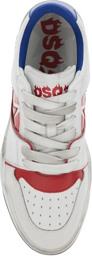 White Sneakers With Distressed Effect And Logo On The Heel In Leather Man - Image 4
