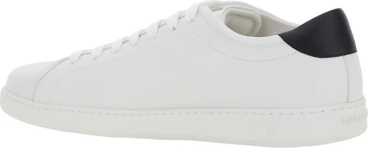 White Sneakers With Gancini Print On The Side And Contrasting Heel In Leather Man - Image 3