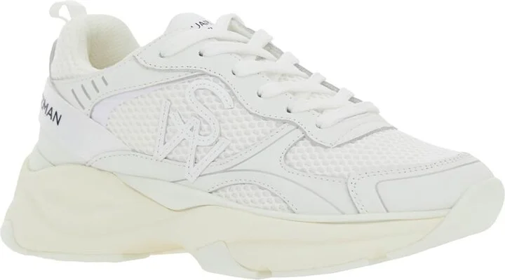 White Sneakers With Logo Embroidery On The Side And Logo Patch On The Heel In Leather And Mesh Woman - Image 2