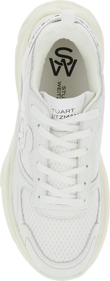White Sneakers With Logo Embroidery On The Side And Logo Patch On The Heel In Leather And Mesh Woman - Image 4