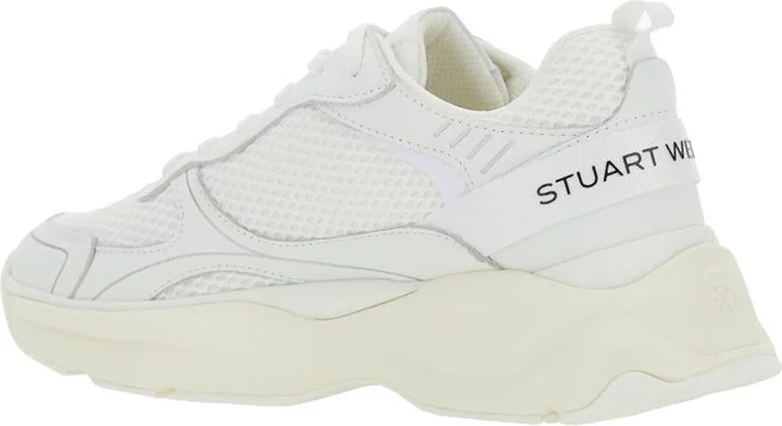 White Sneakers With Logo Embroidery On The Side And Logo Patch On The Heel In Leather And Mesh Woman - Image 3