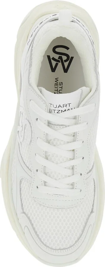 White Sneakers With Logo Embroidery On The Side And Logo Patch On The Heel In Leather And Mesh Woman - Image 4