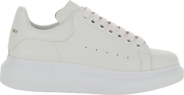 White Sneakers With Logo On The Tongue And Logo Lettering On The Rear In Leather Woman
