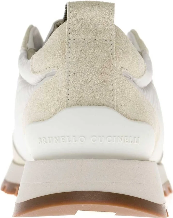 White Sneakers With Monile Insert In Suede And Fabric Woman - Image 4