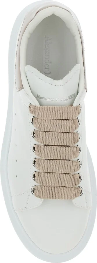White Sneakers With Platform And Metallic Heel Tab In Leather Woman - Image 4