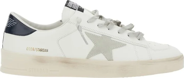 White Sneakers With Star Detail In Leather Man
