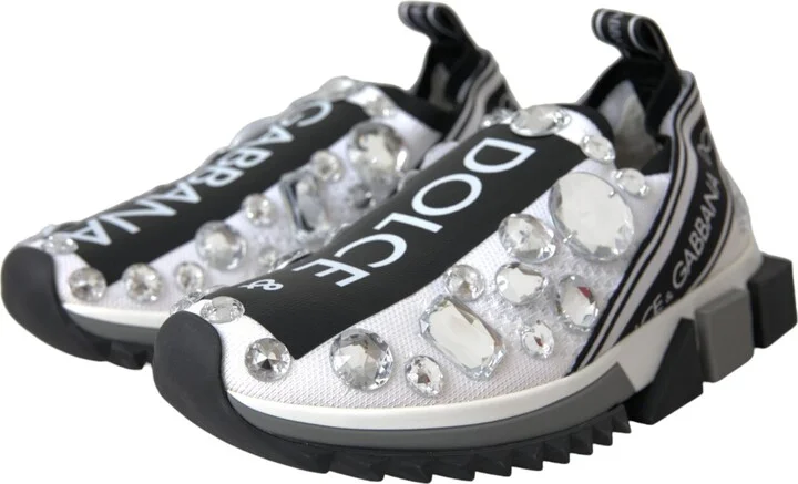 White Sorrento Crystals Sneakers Women's Shoes - Image 3