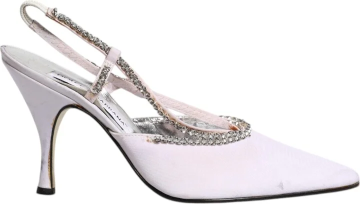 White Strass Crystal Slingbacks Pumps Women's Shoes (Pre-Owned)