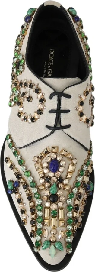 White Suede Crystal Dress Broque Women's Shoes - Image 3