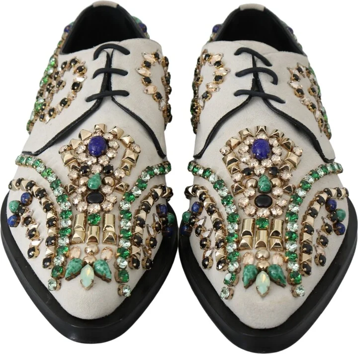 White Suede Crystal Dress Broque Women's Shoes - Image 4