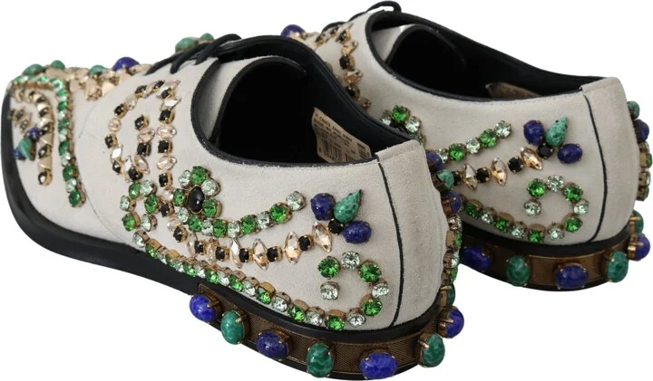 White Suede Crystal Dress Broque Women's Shoes - Image 6