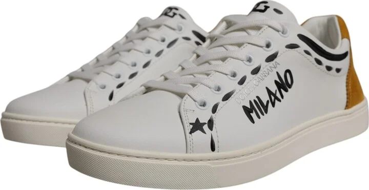 White Suede Leather Low Top Sneakers Men's Shoes - Image 3
