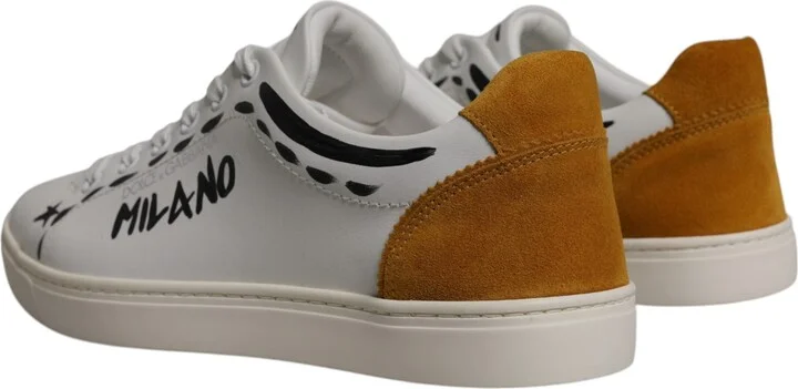 White Suede Leather Low Top Sneakers Men's Shoes - Image 4