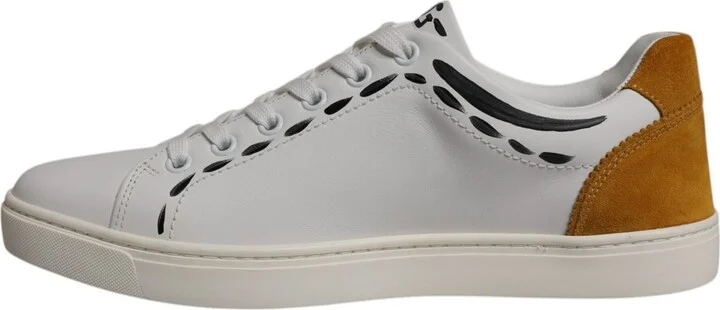 White Suede Leather Low Top Sneakers Men's Shoes - Image 5