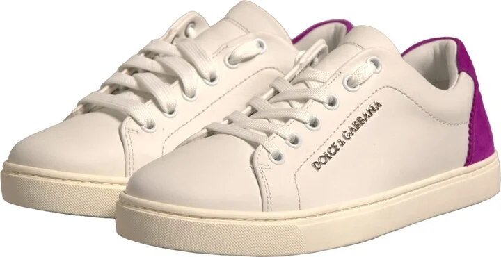 White Suede Leather Low Top Sneakers Women's Shoes - Image 4