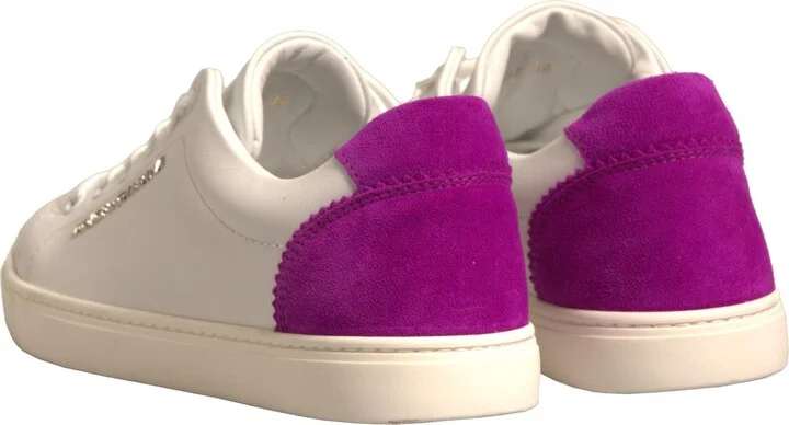 White Suede Leather Low Top Sneakers Women's Shoes - Image 5