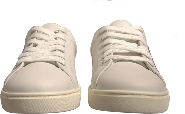 White Suede Leather Low Top Sneakers Women's Shoes - Image 2