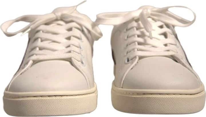 White Suede Leather Low Top Sneakers Women's Shoes (Pre-Owned) - Image 2