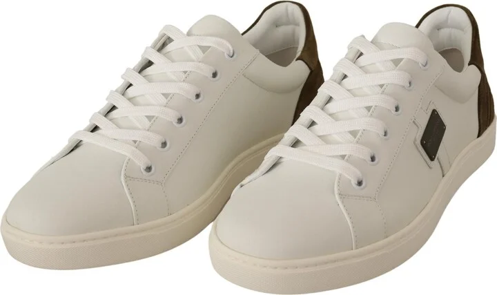 White Suede Leather Mens Low Tops Men's Sneakers - Image 5