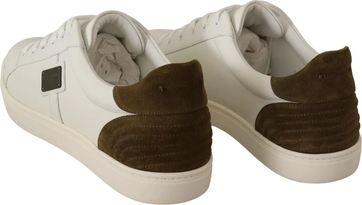 White Suede Leather Mens Low Tops Men's Sneakers - Image 6