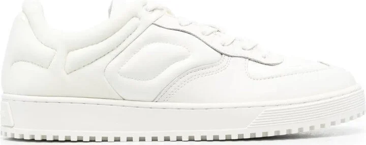 White Trainers With Cow Leather Construction