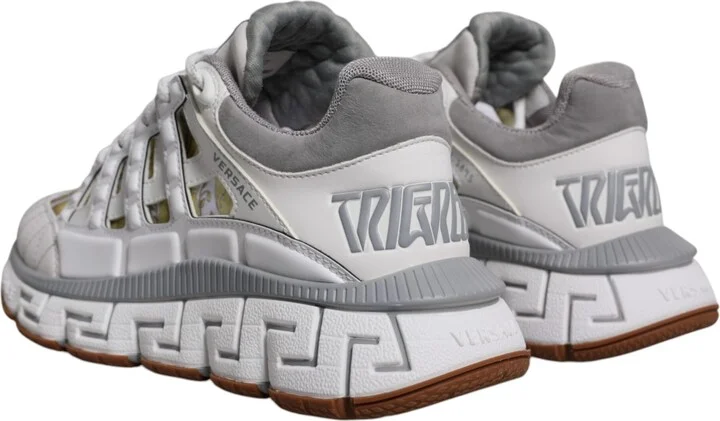 White Trigreca Barocco Print Low Top Sneakers Men's Shoes - Image 4