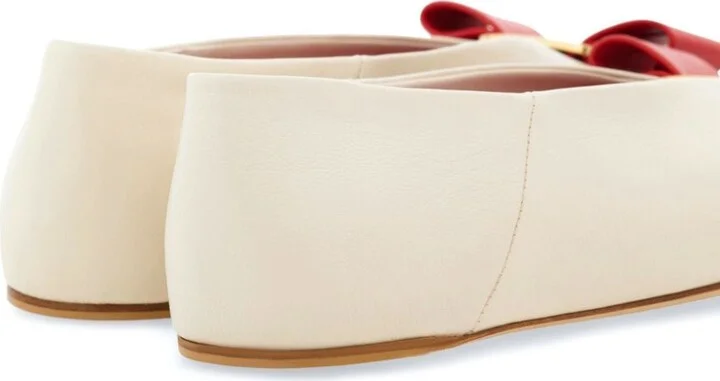 White Vara Bow Leather Ballet Pumps - Image 3