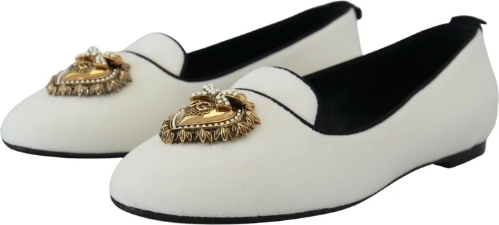 White Velvet Slip Ons Loafers Flats Women's Shoes - Image 4