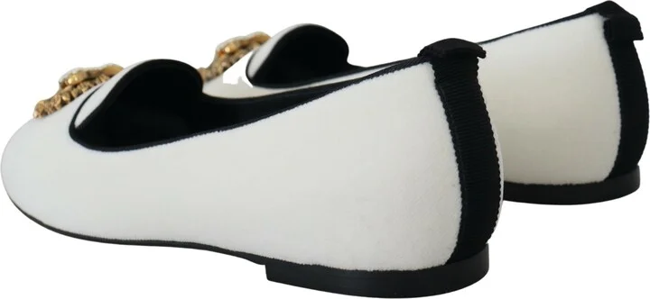 White Velvet Slip Ons Loafers Flats Women's Shoes - Image 5