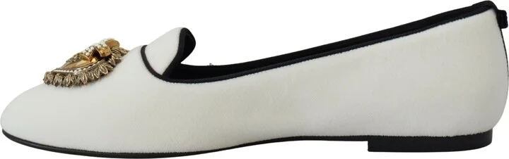White Velvet Slip Ons Loafers Flats Women's Shoes - Image 6
