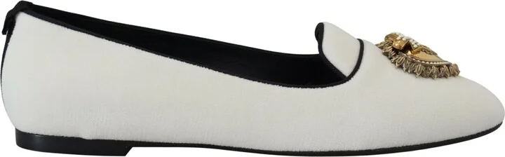 White Velvet Slip Ons Loafers Flats Women's Shoes