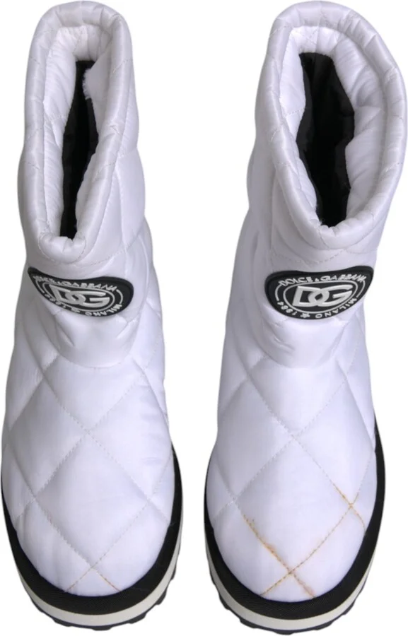 White Viscose Padded Mid Calf Boots Women's Shoes (Pre-Owned) - Image 3