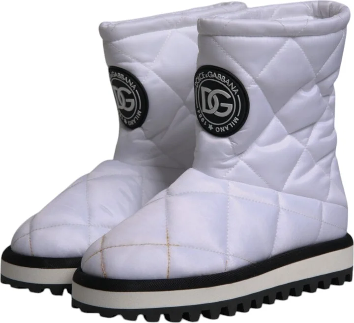White Viscose Padded Mid Calf Boots Women's Shoes (Pre-Owned) - Image 4