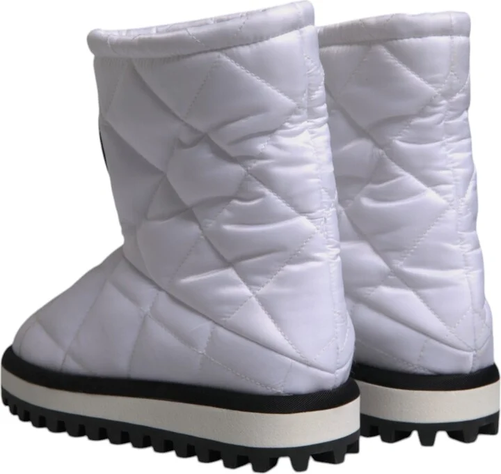 White Viscose Padded Mid Calf Boots Women's Shoes (Pre-Owned) - Image 5