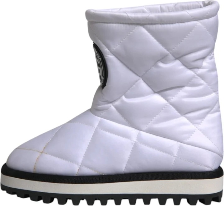 White Viscose Padded Mid Calf Boots Women's Shoes (Pre-Owned) - Image 6