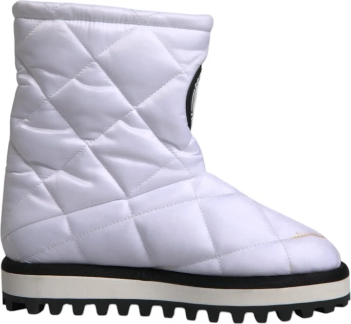 White Viscose Padded Mid Calf Boots Women's Shoes (Pre-Owned)