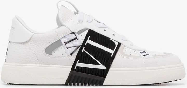 White VL7N Low-Top Leather Sneakers