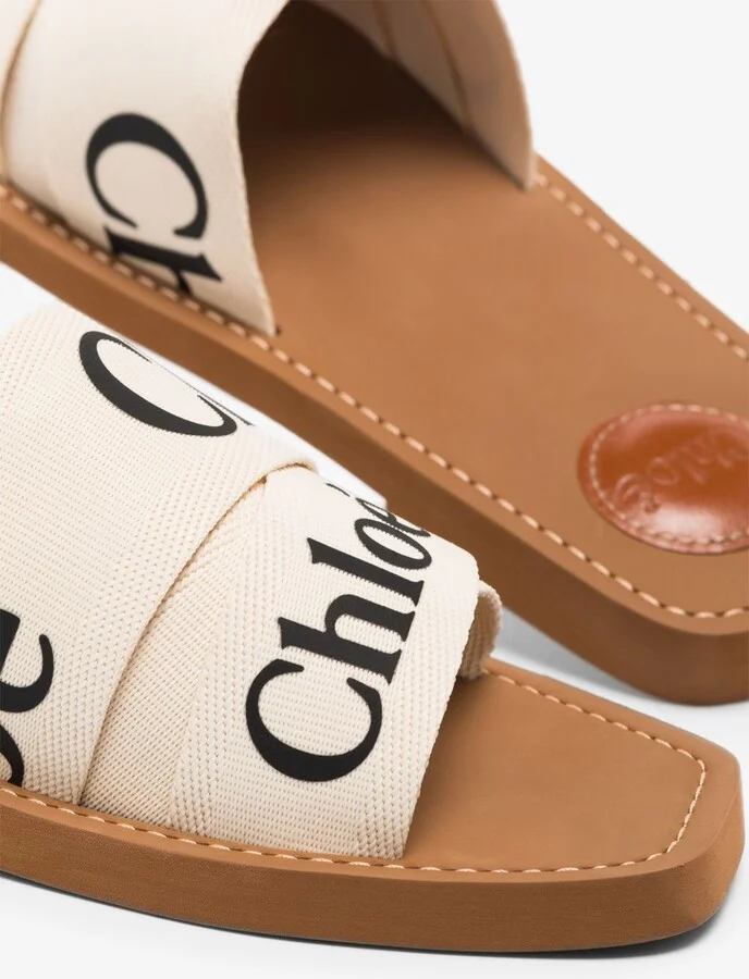 White Woody Logo Strap Sandals - Image 2