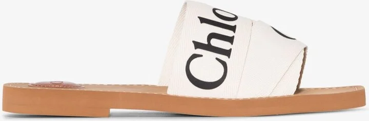 White Woody Logo Strap Sandals