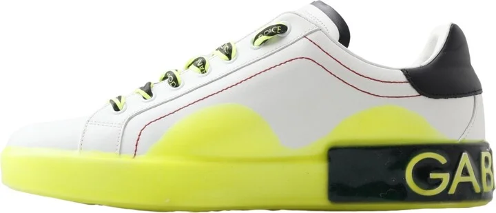 White Yellow Portofino Leather Sneakers Men's Shoes - Image 2
