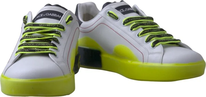 White Yellow Portofino Leather Sneakers Men's Shoes - Image 3