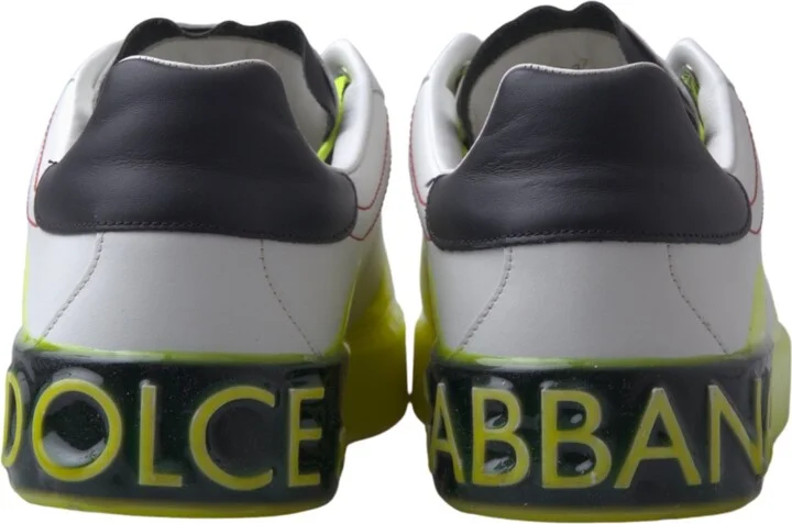 White Yellow Portofino Leather Sneakers Men's Shoes - Image 5