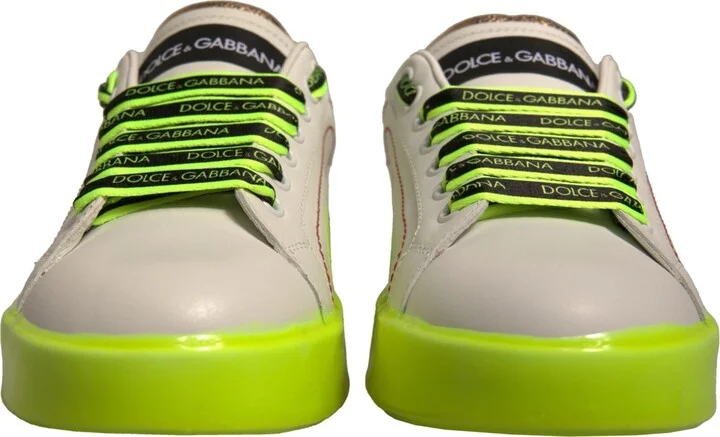 White Yellow Portofino Leather Sneakers Women's Shoes - Image 2