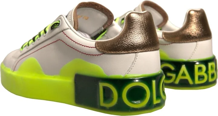 White Yellow Portofino Leather Sneakers Women's Shoes - Image 4