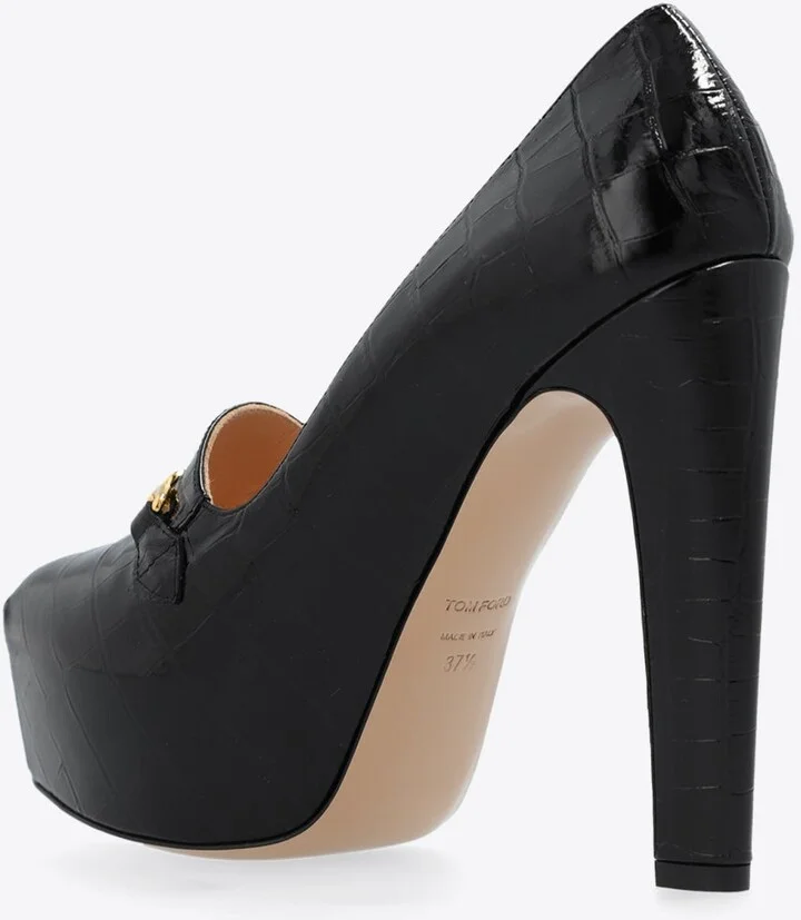 Whitney 135 Croc-Embossed Leather Pumps - Image 2