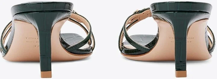 Whitney 55 Croc-Embossed Leather Mules - Image 2