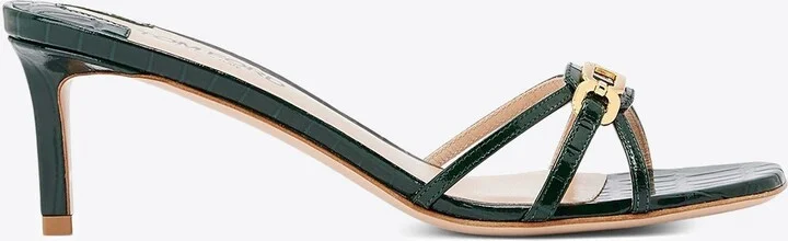 Whitney 55 Croc-Embossed Leather Mules