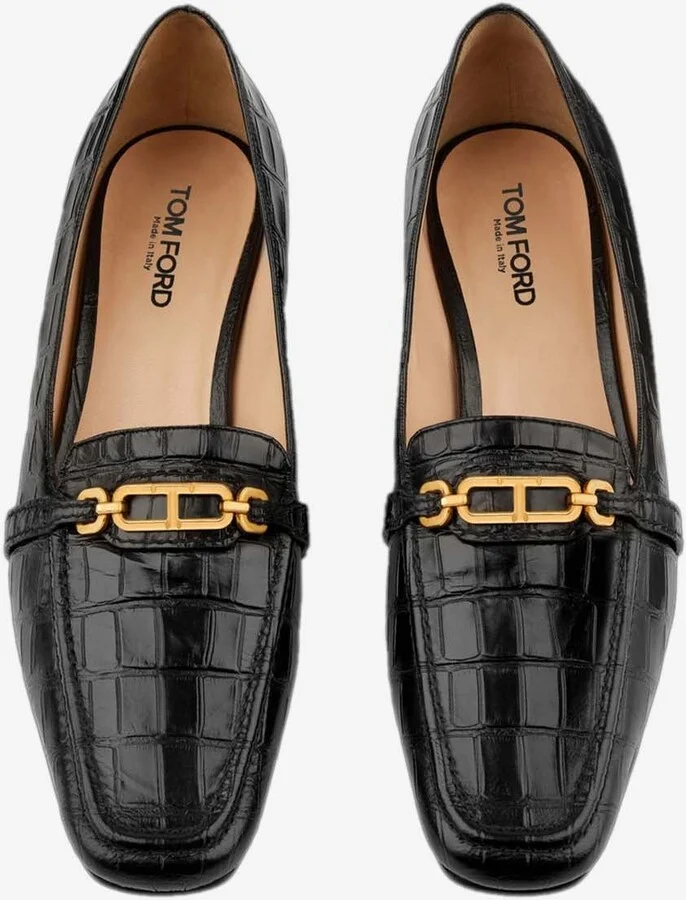 Whitney Croc-Embossed Leather Loafers - Image 3